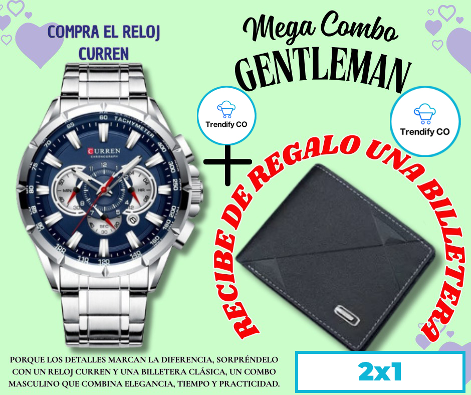 COMBO MES RELOJ CURREN 8363 + BILLETERA
