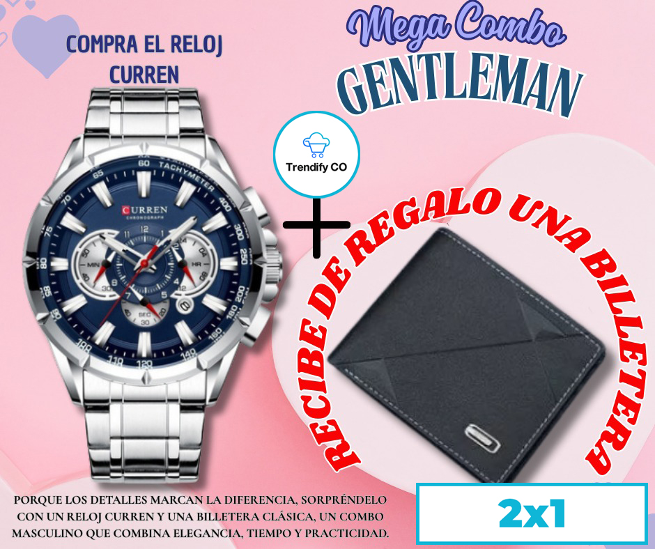 COMBO MES RELOJ CURREN 8363 + BILLETERA